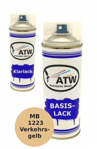 Autolack für Mercedes Benz 1223 Verkehrsgelb +400ml Klarlack Set